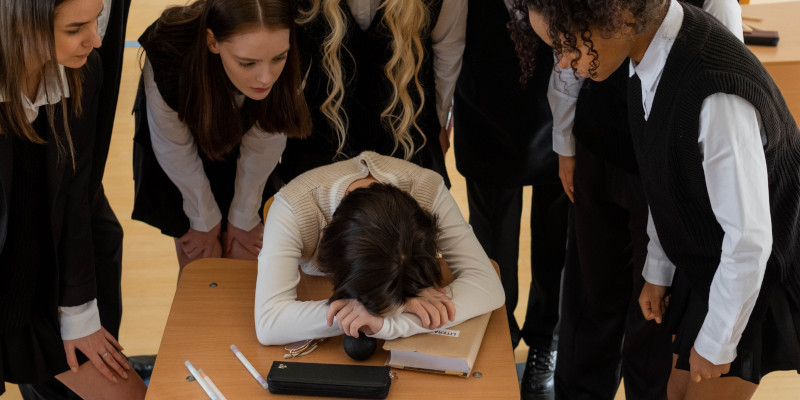 A group of students bullying a classmate